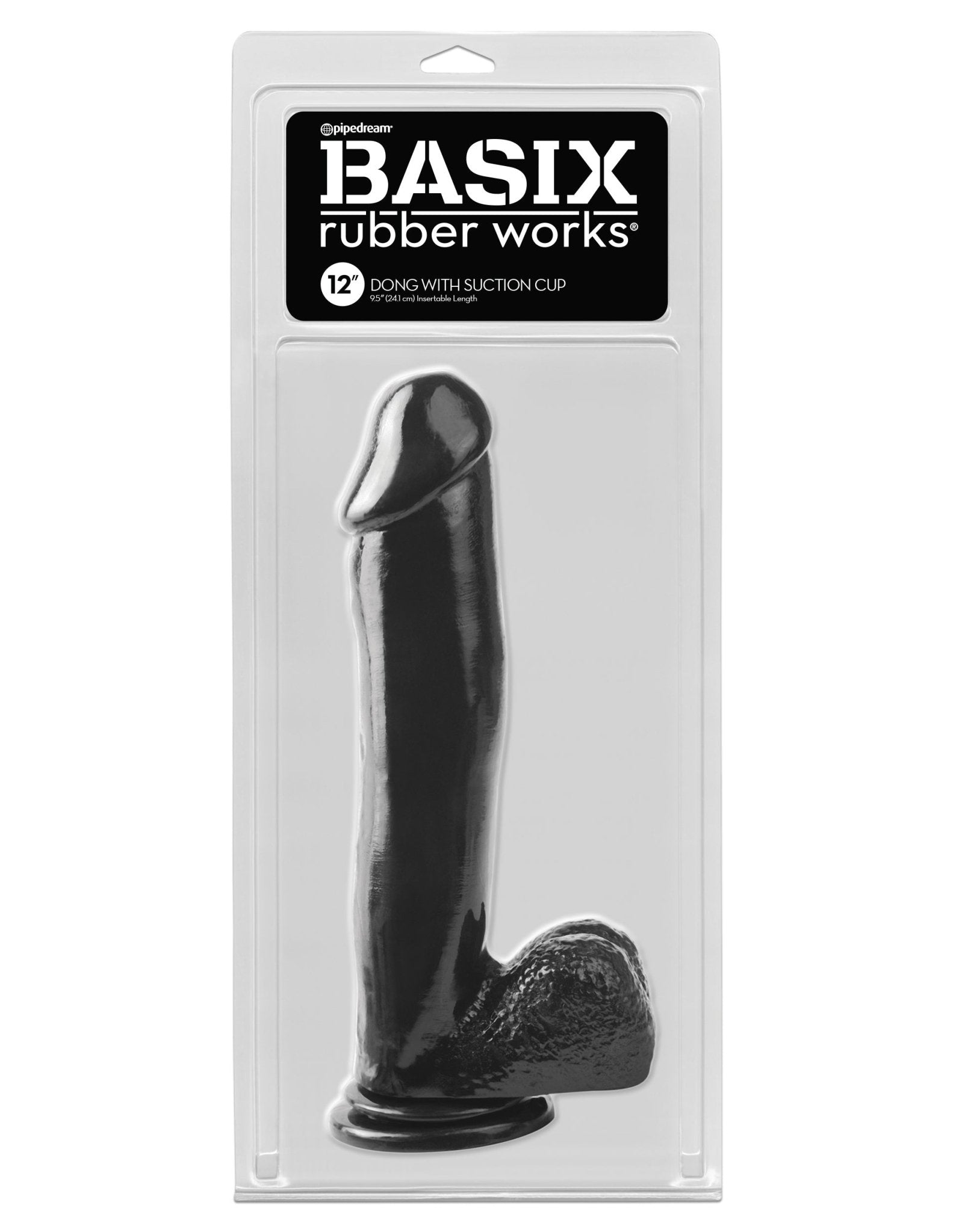 Basix Rubber Works 12 Inch Dong With Suction Cup - Black PD4231-23