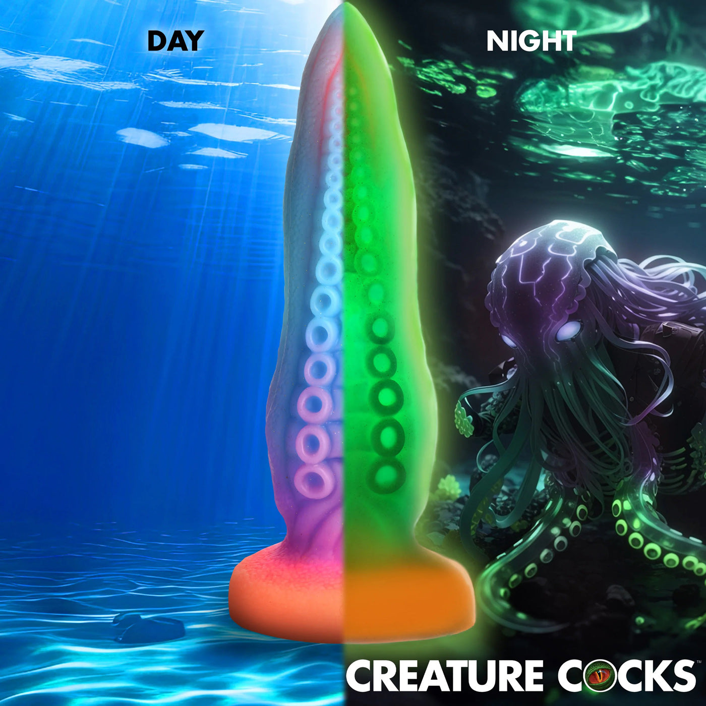 Tenta-Cock Glow-in-the-Dark Silicone Dildo CC-AH289