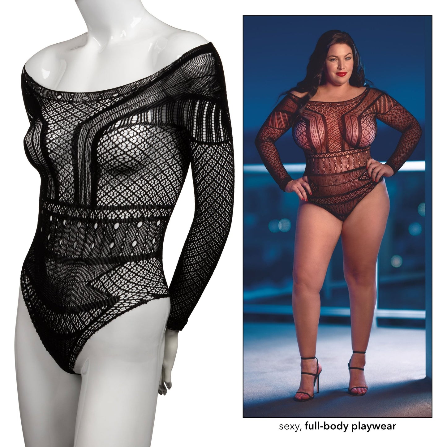 Scandal Plus Size Off the Shoulder Body Suit - Plus Size - Black SE2711833