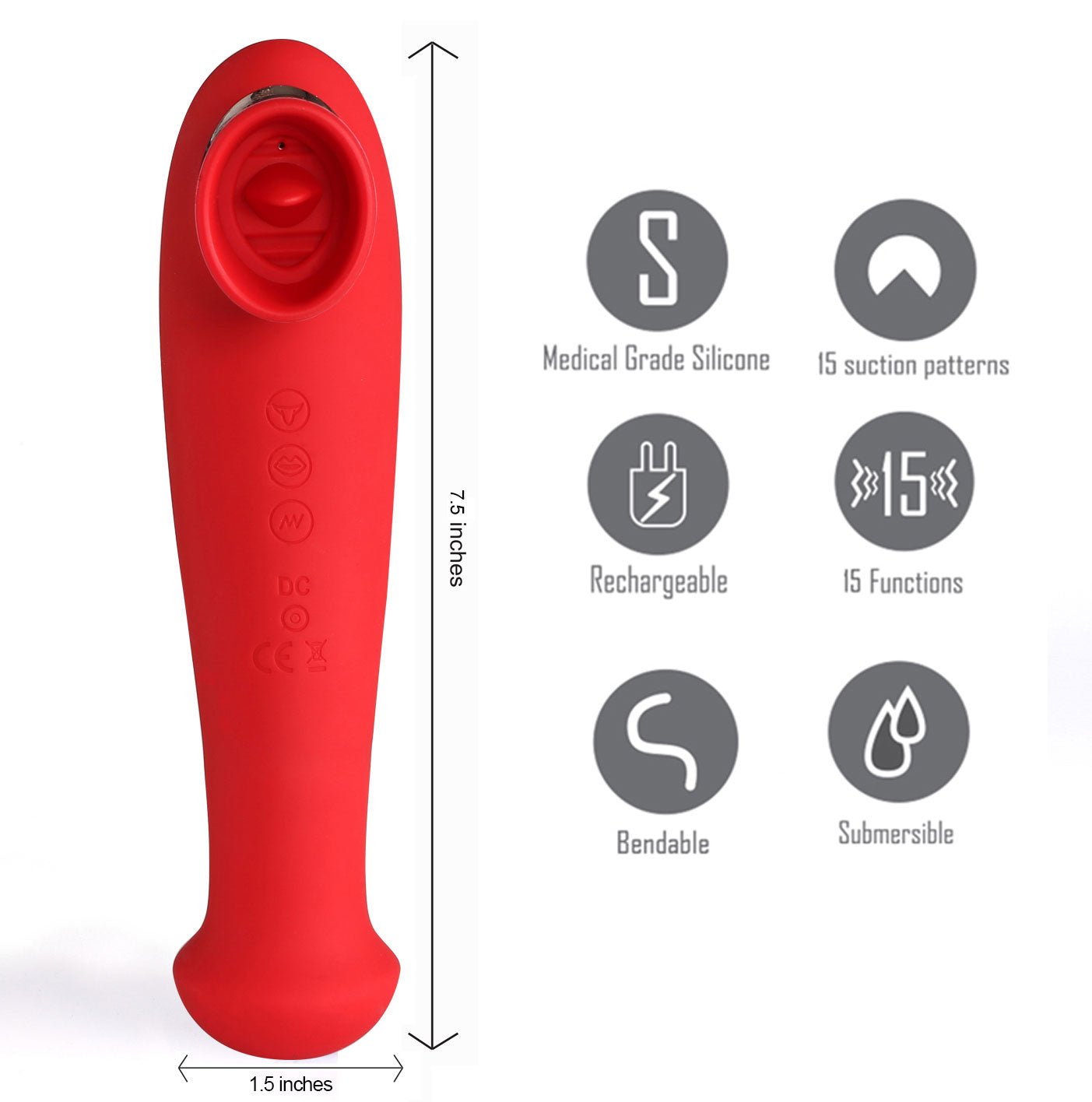 Destiny 15-Function Rechargeable Vibrating - Suction Wand - Cherry Red MTMA2006-R2