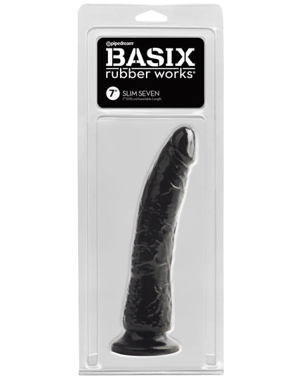 Basix Rubber Works - Slim 7 Inch With Suction Cup - Black PD4223-23