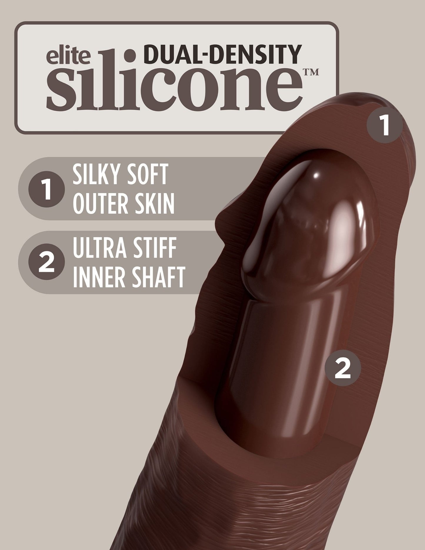 King Cock Elite 11 Inch Silicone Dual Density Cock - Brown PD5775-29