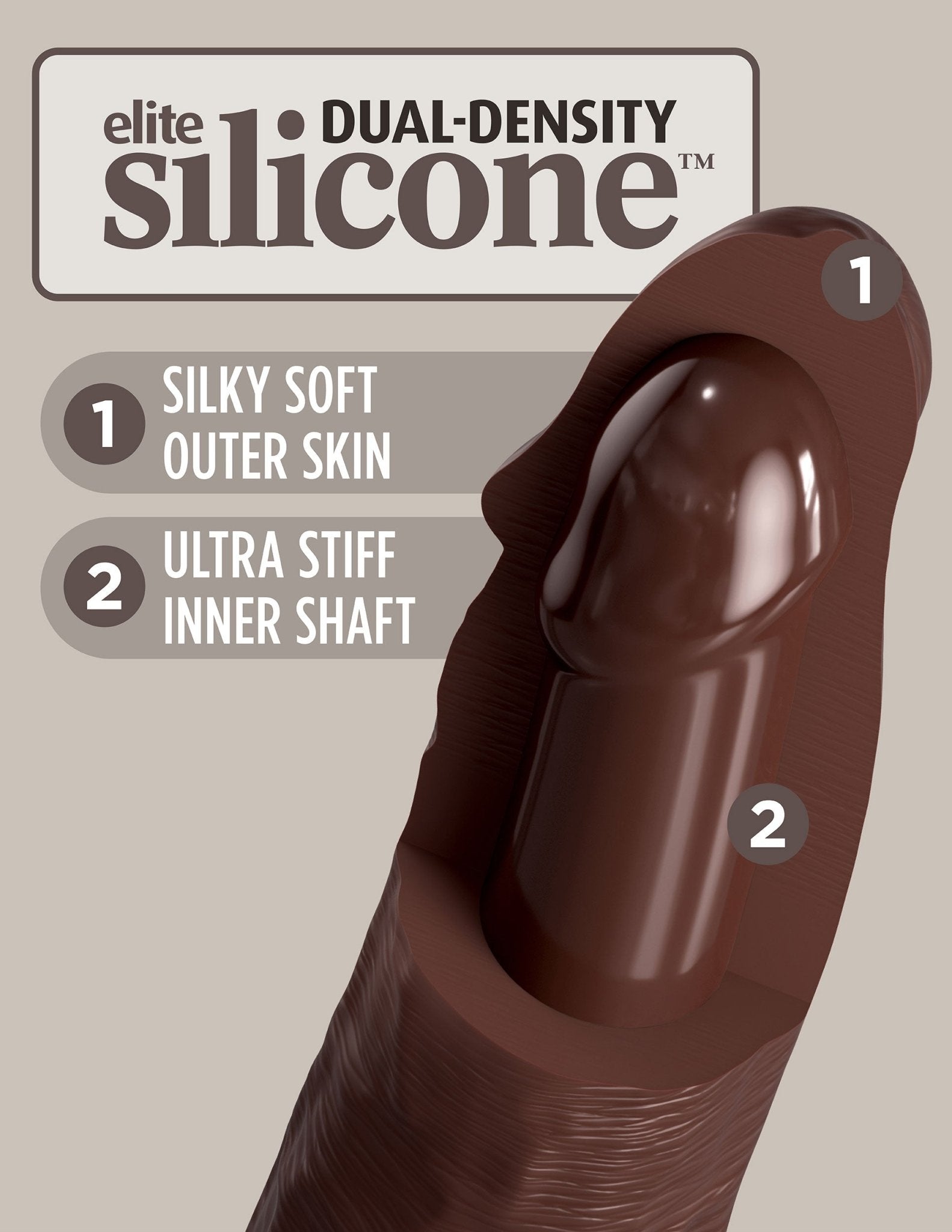 King Cock Elite 11 Inch Silicone Dual Density Cock - Brown PD5775-29