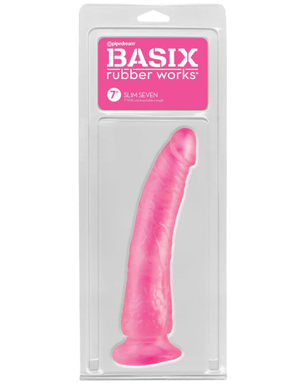 Basix Rubber Works - Slim 7 Inch With Suction Cup - Pink PD4223-11