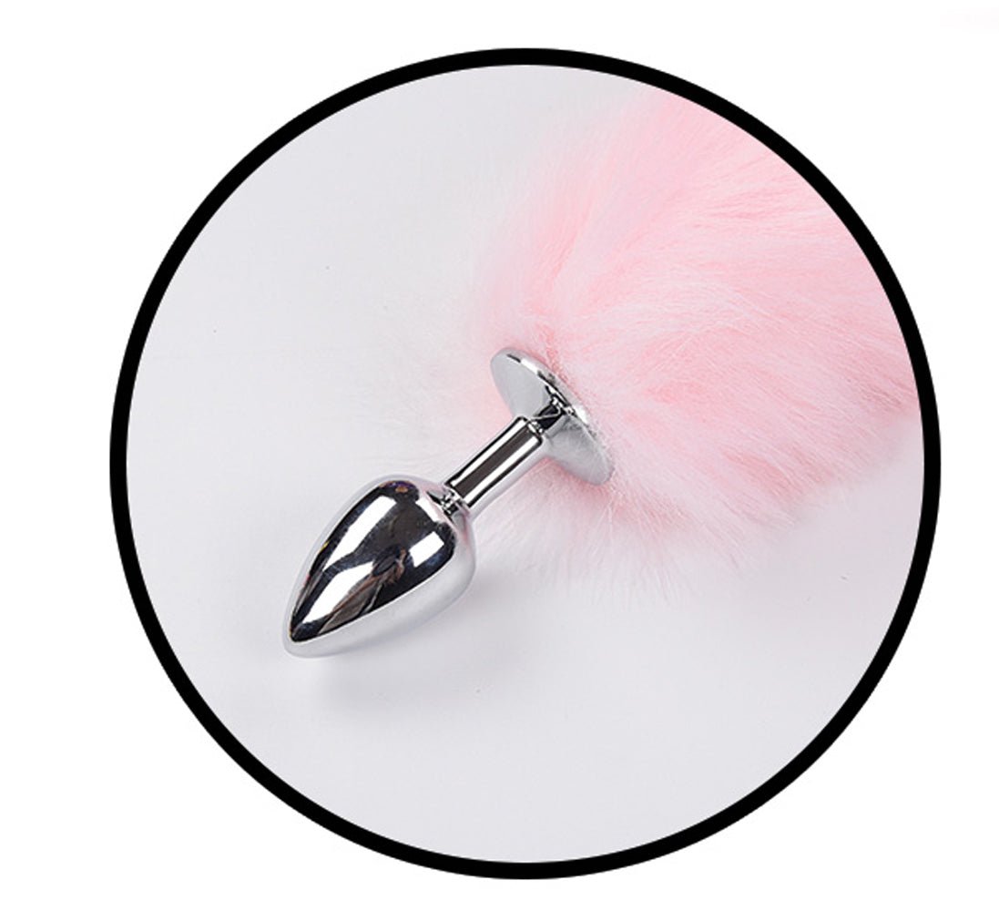 Foxy Tail - Light Up Faux Fur Butt Plug - Pink Plug - Pink HTP3480