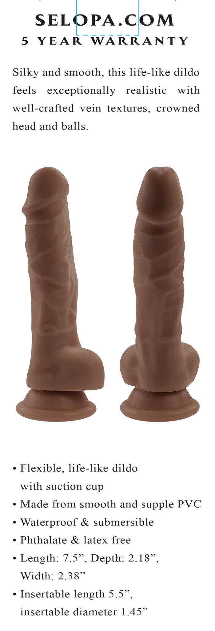 6 Inch Dildo - Dark SL-DD-3908-2