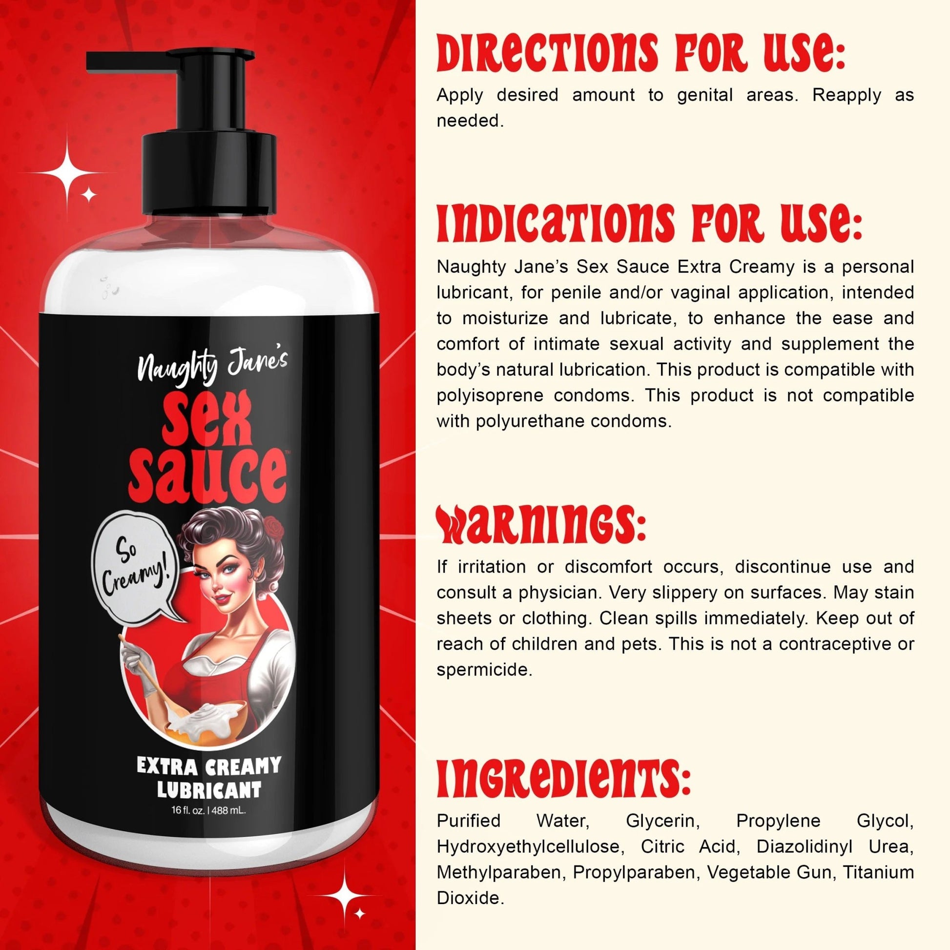 Naughty Jane's Sex Sauce Extra Creamy Lubricant 16 Oz NJ-AH397-16OZ