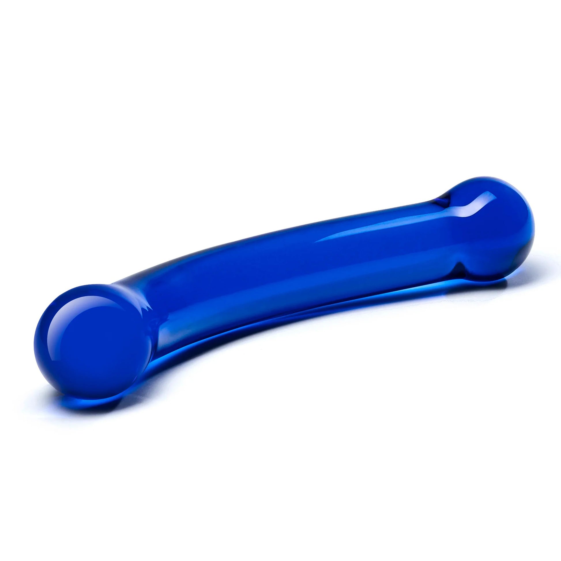 6 Inch Curved G-Spot Blue Glass Dildo GLAS-147