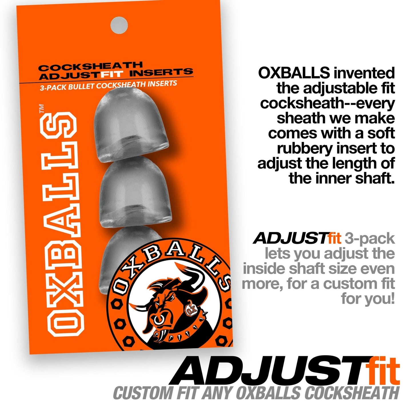 Cocksheath Adjustfit 3 Pack Bullet Inserts OX-3052-CLR