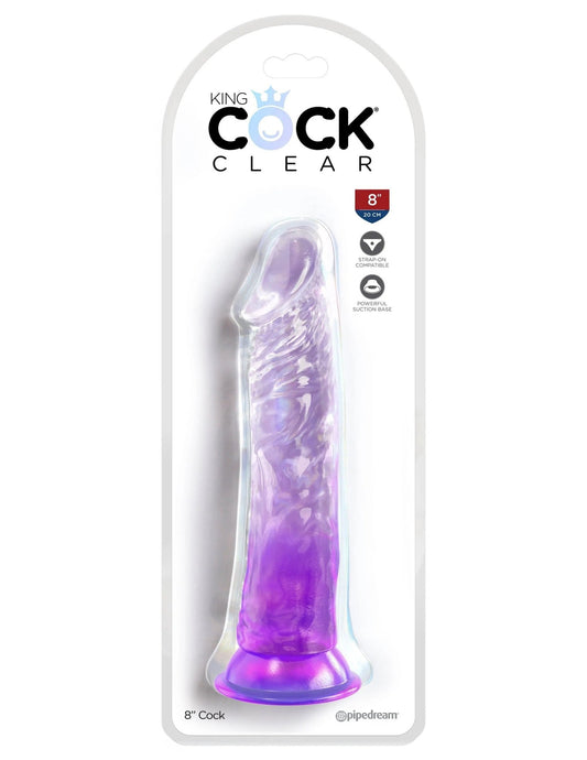 King Cock Clear 8 Inch - Purple PD5757-12