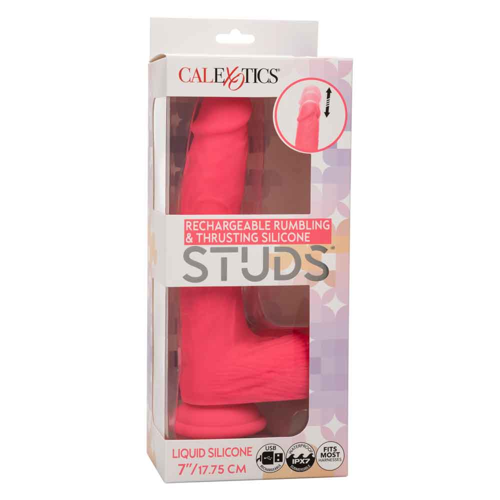 Rechargeable Rumbling and Thrusting Silicone Studs - Pink SE0251053