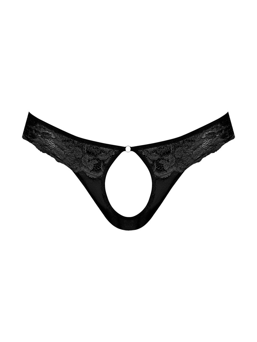 Sassy Lace - Open Ring Thong - Large/x-Large - Black MP-409280BKLXL