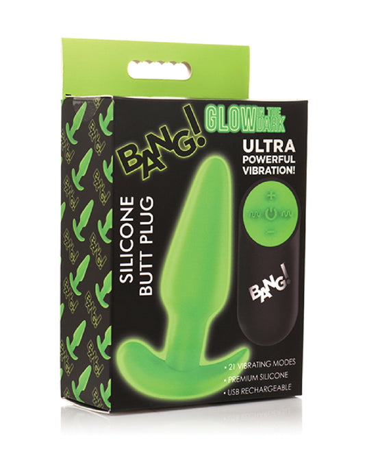 Glow in the Dark Butt Plug With Remote - Green BNG-AH459