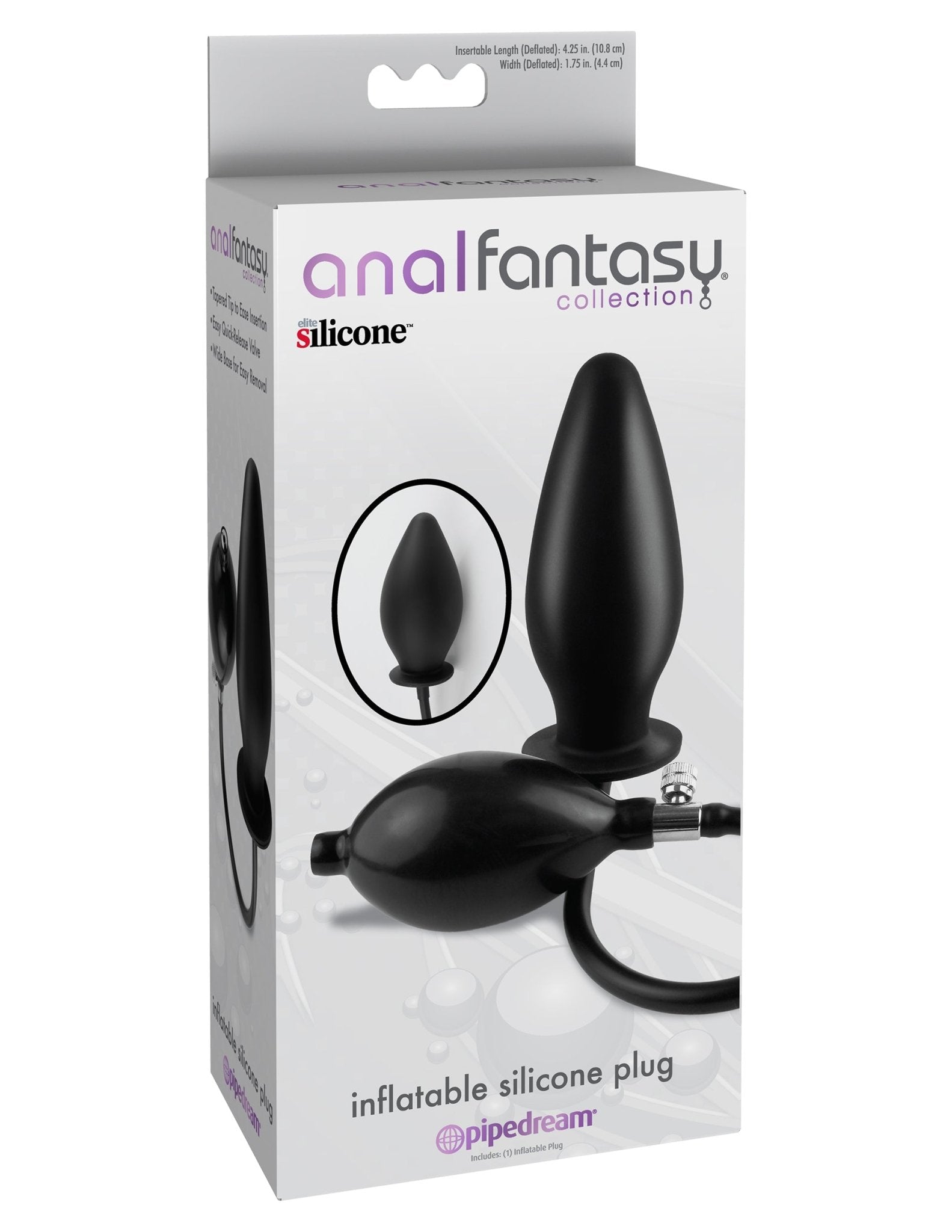 Anal Fantasy Collection Inflatable Silicone Plug - Black PD4668-23