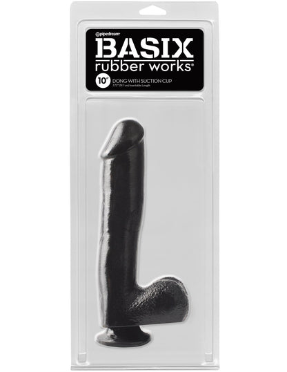 Basix Rubber Works - 10 Inch Dong With Suction Cup - Black PD4222-23