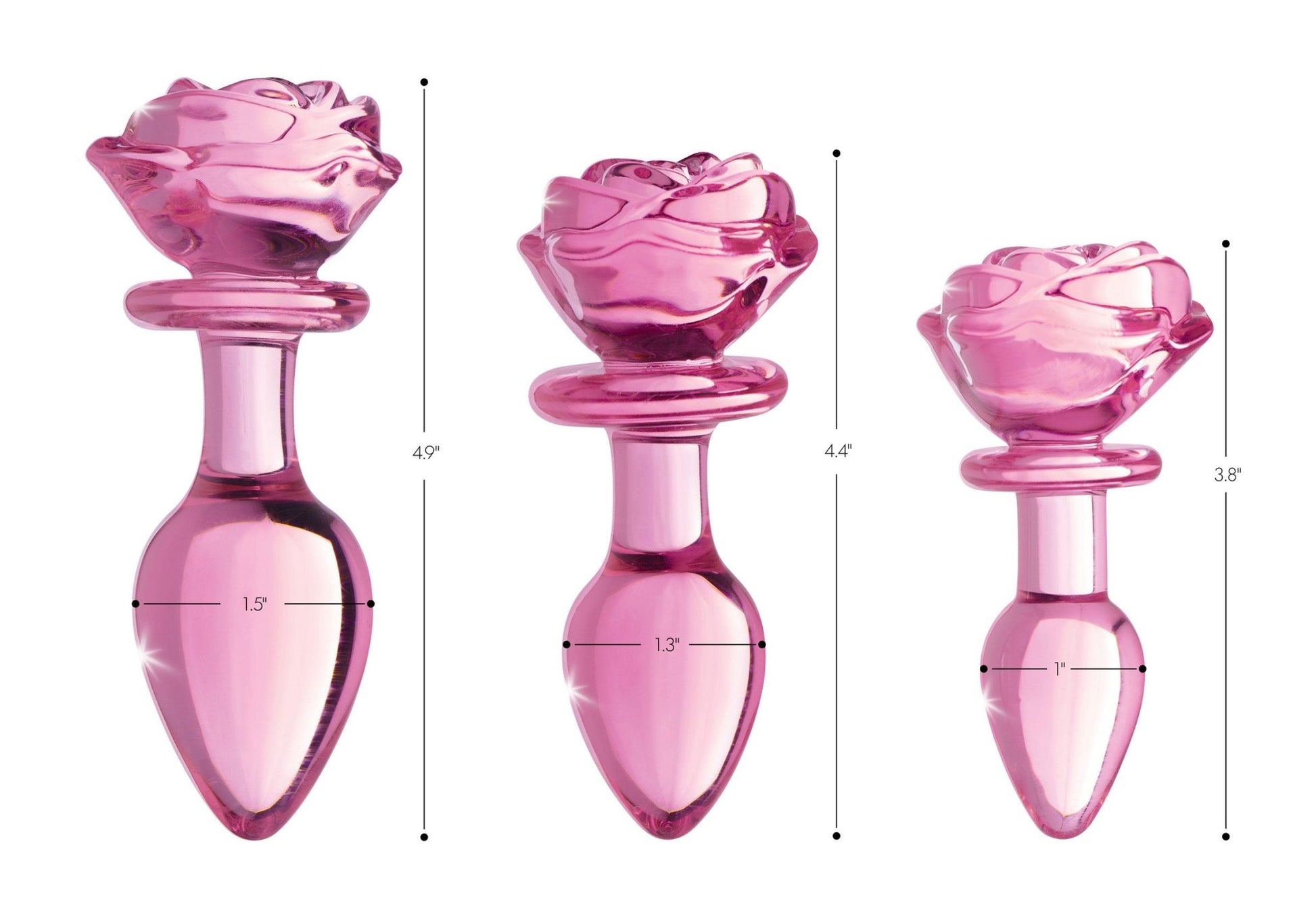 Pink Rose Glass Anal Plug - Medium BTYS-AG650-MED