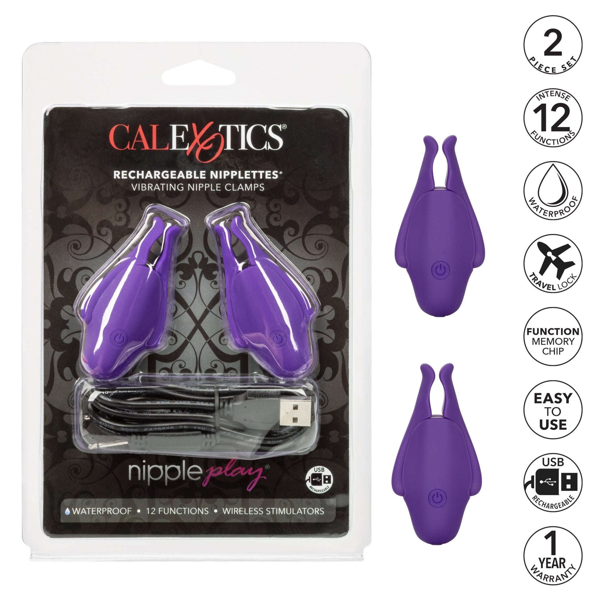 Nipple Play Rechargeable Nipplettes - Purple SE2589552