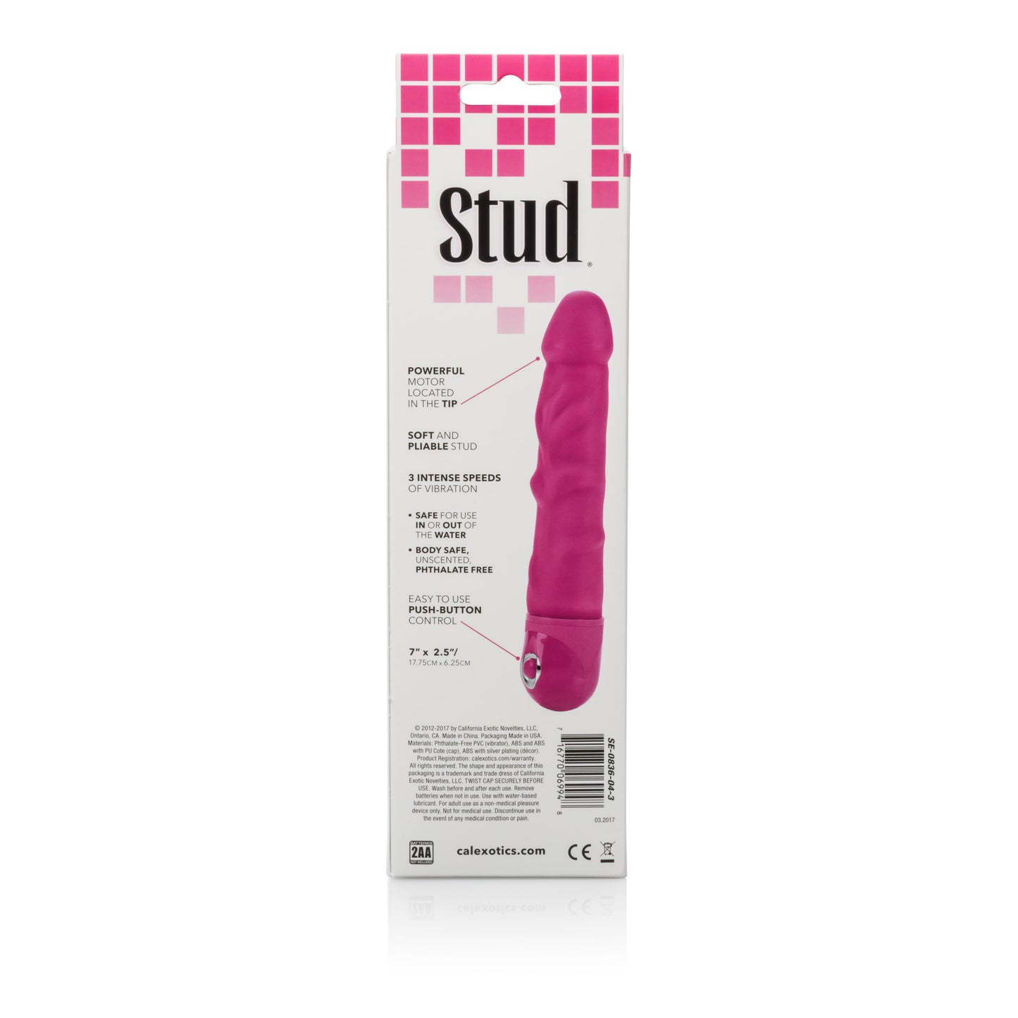 Waterproof Power Stud Rod Dong - Pink SE0836043