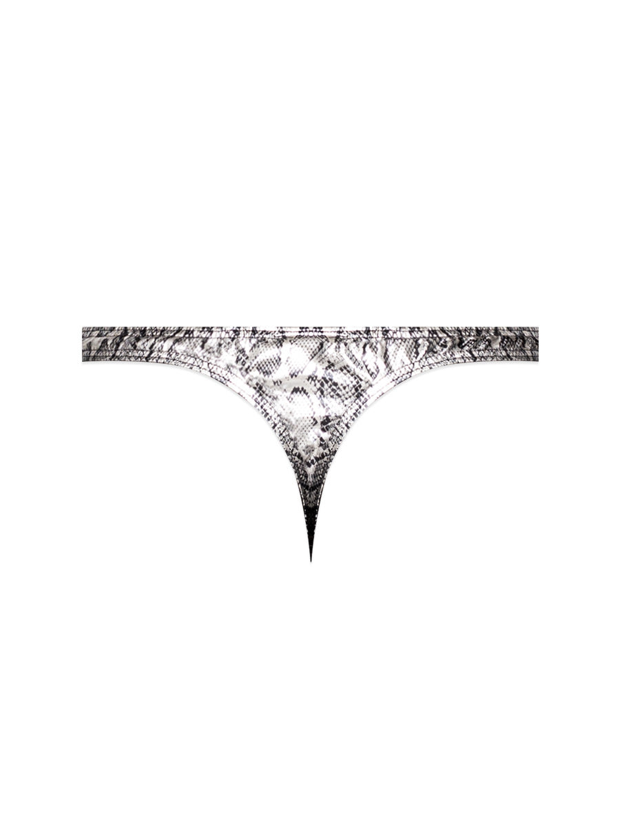 Snaked - Criss Cross Thong - Small/medium - Silver/black MP-409282SKSM