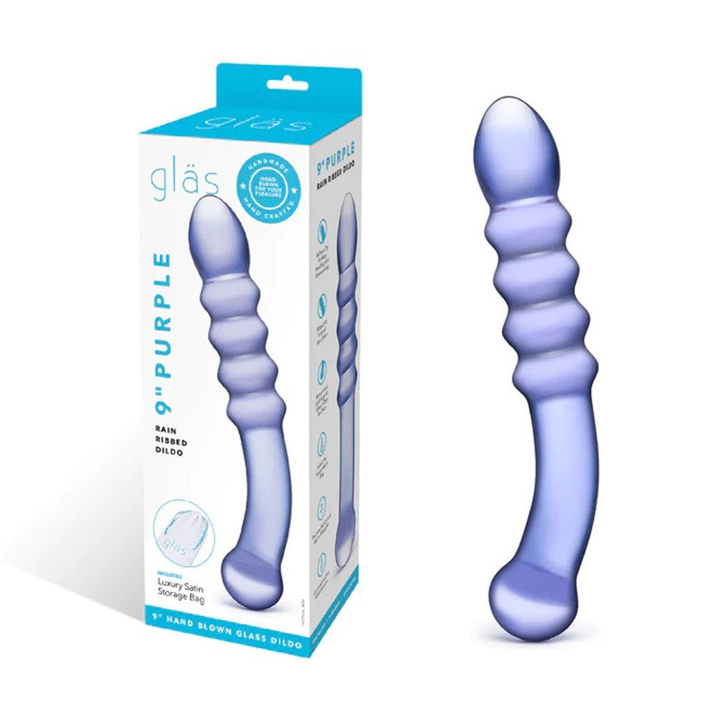 Purple Rain Ribbed Dildo GLAS-52