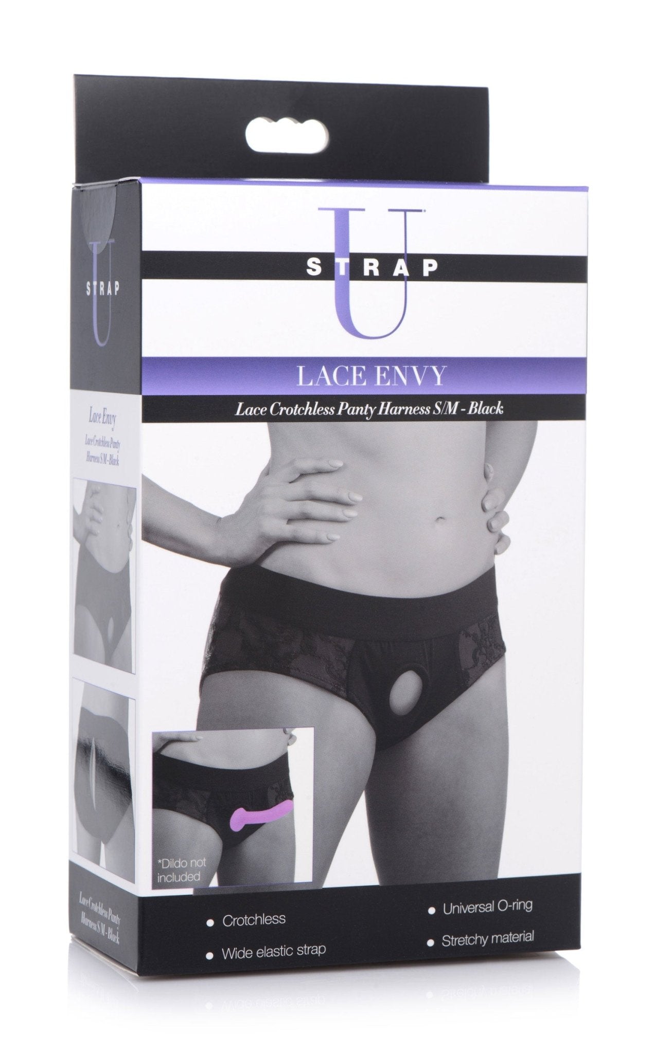 Lace Envy Black Crotchless Panty Harness - S/m SU-AG453-SM