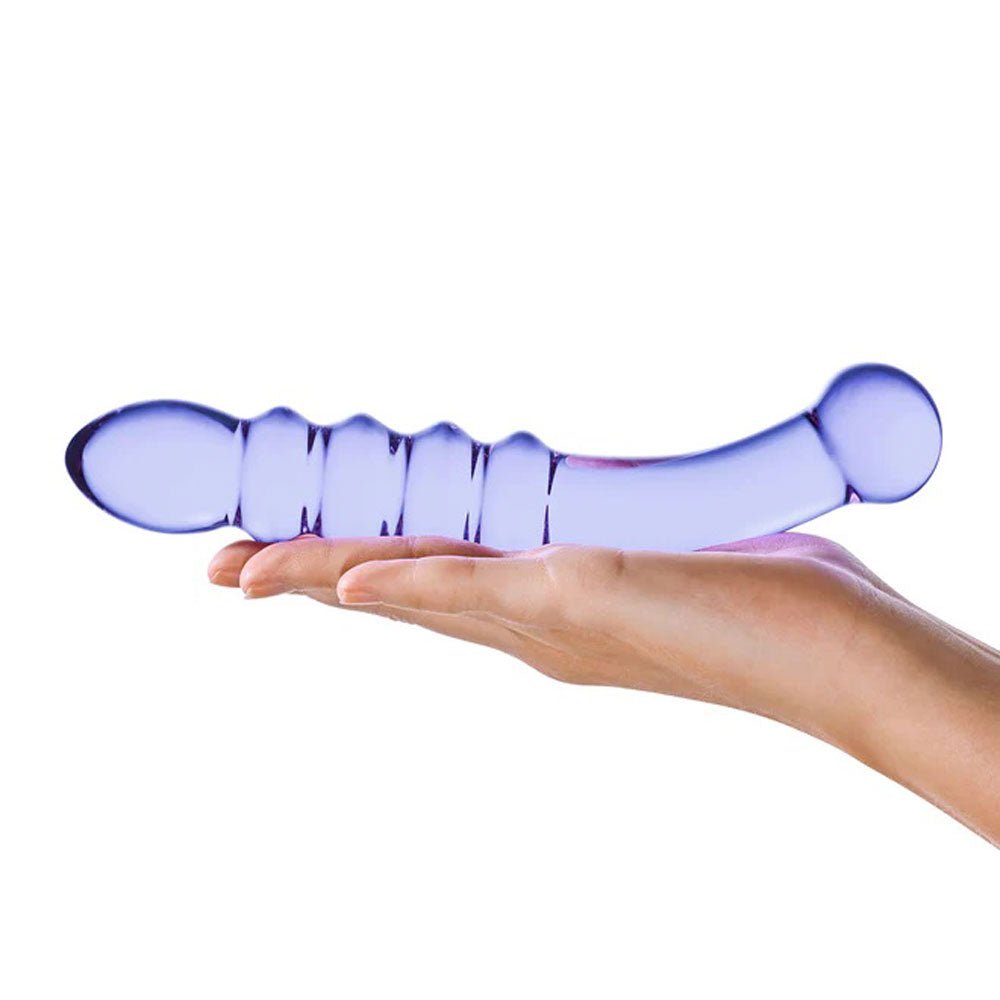 Purple Rain Ribbed Dildo GLAS-52