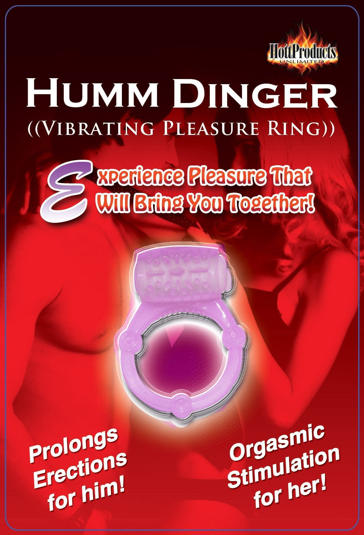 Humm Dinger Vibrating Penis Ring Clitoral Stiimulator - Purple HTP2066