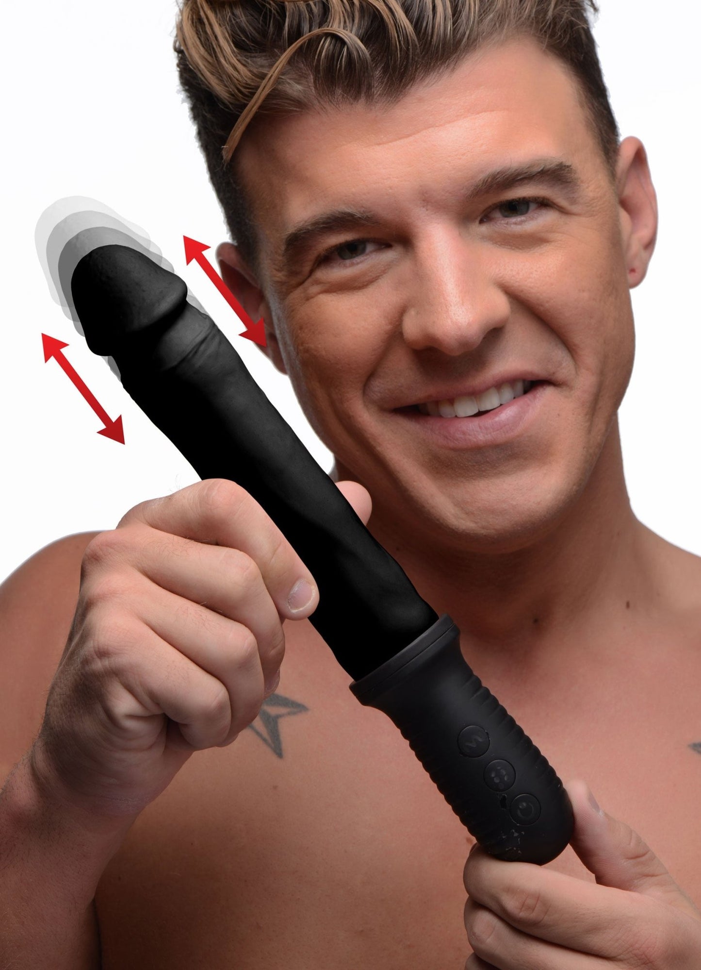 8x Auto Pounder Vibrating and Thrusting Dildo With Handle - Black MS-AG360-BLK