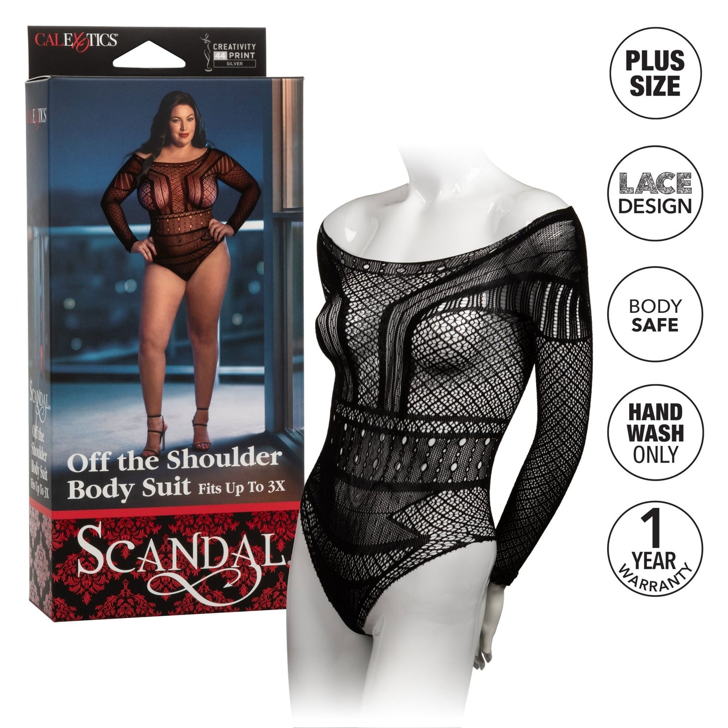 Scandal Plus Size Off the Shoulder Body Suit - Plus Size - Black SE2711833