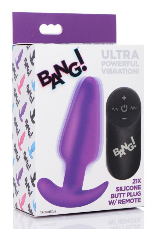 21x Silicone Butt Plug With Remote - Purple BNG-AG563-PUR