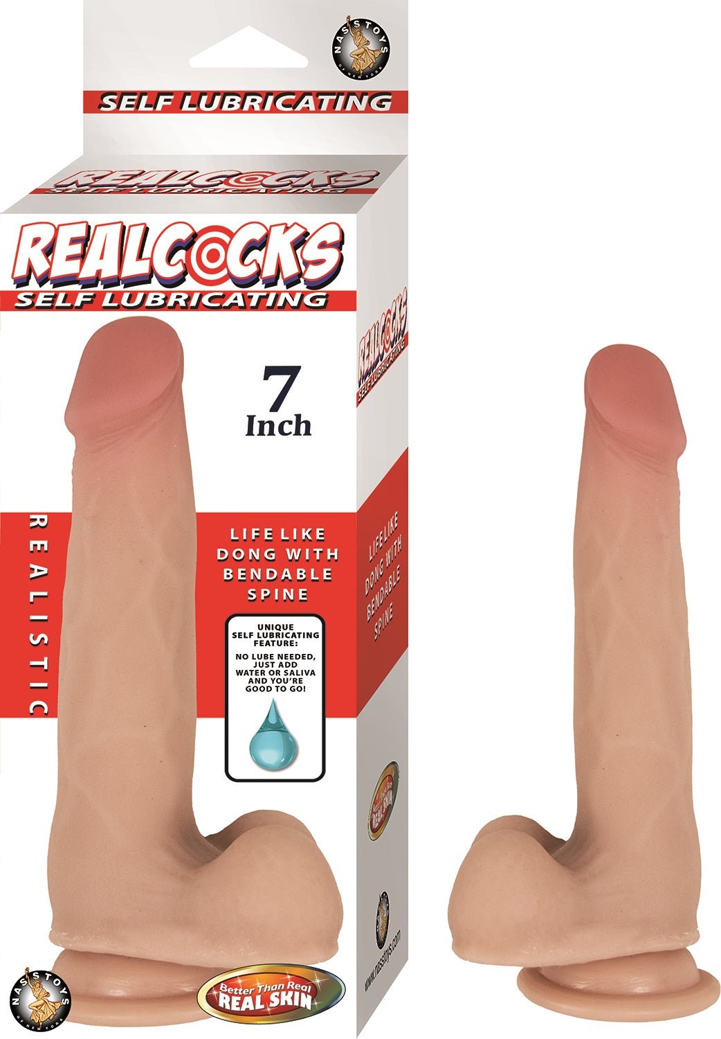 Realcocks Self Lubricating Dong - 7 Inch - Flesh NW2934