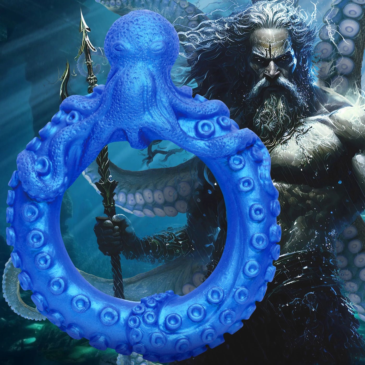 Poseidon's Octo-Ring Silicone Cock Ring - Blue CC-AH295