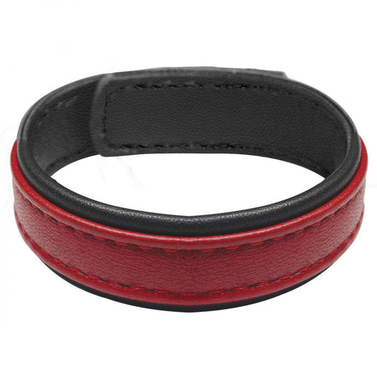 Leather and Velcro Cock Ring - Red STR-AH013-RED