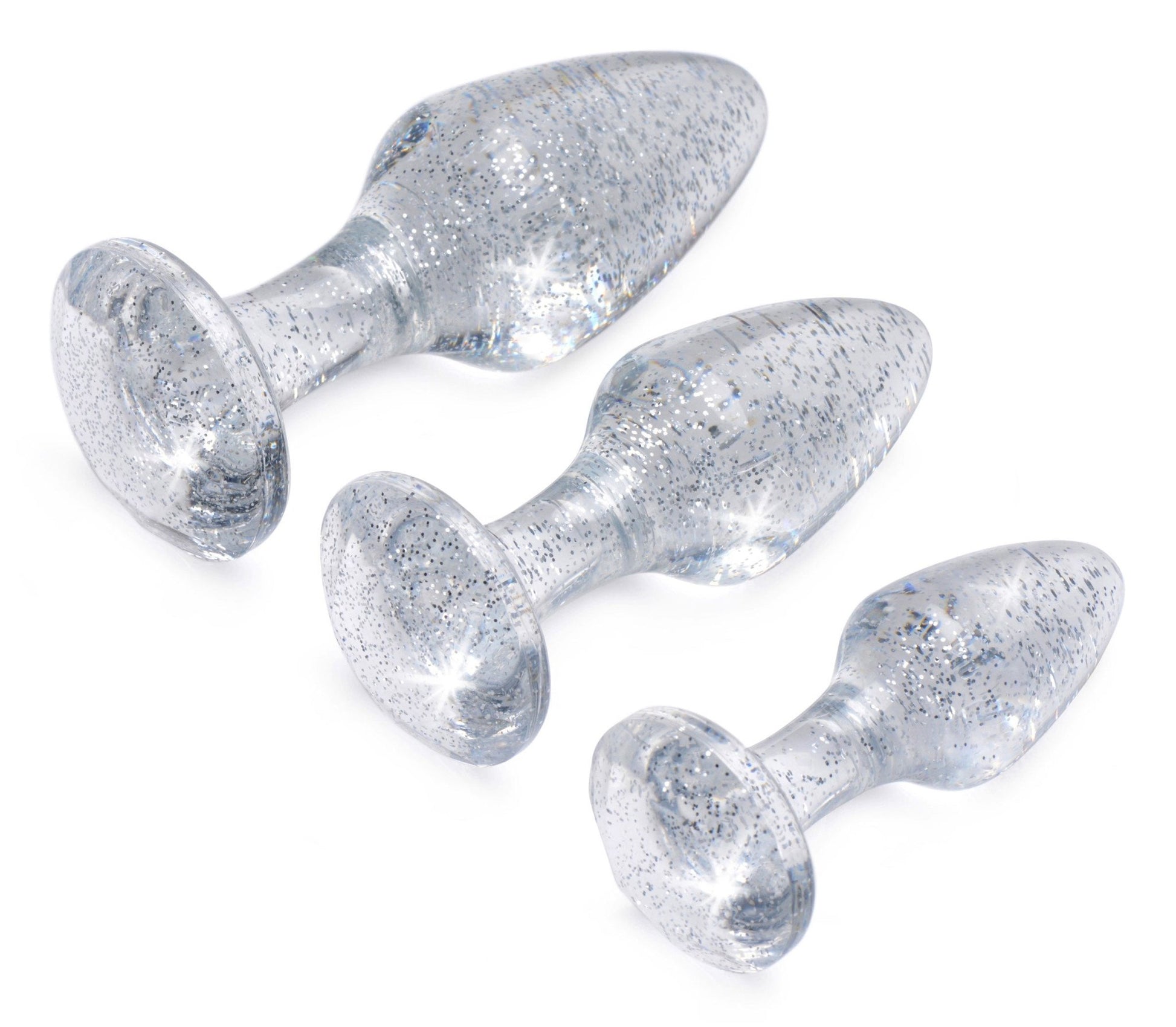 Glitter Gem Anal Plug Set - Silver BTYS-AG587-SIL