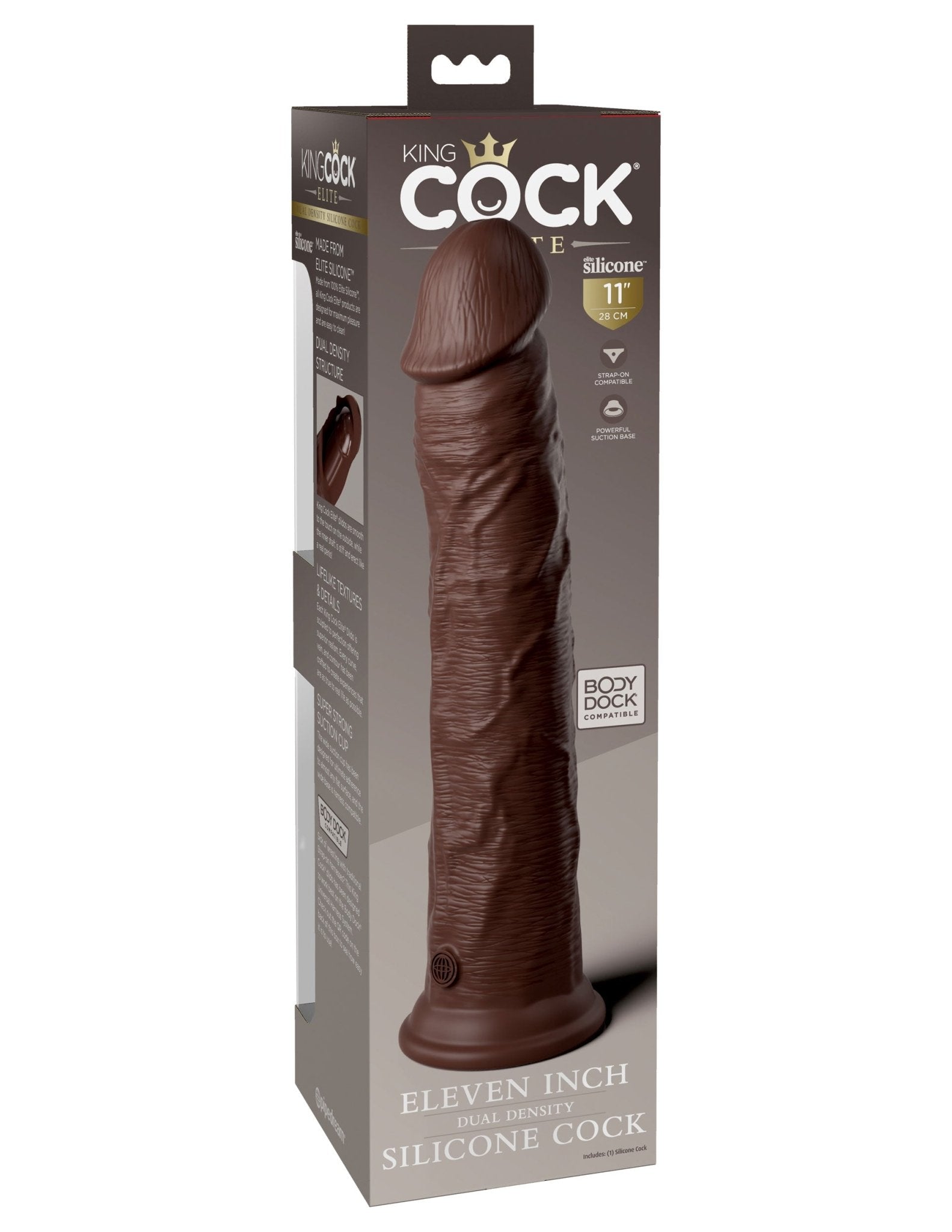 King Cock Elite 11 Inch Silicone Dual Density Cock - Brown PD5775-29