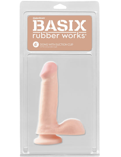 Basix Rubber Works - 6 Inch Dong With Suction Cup - Flesh PD4227-21