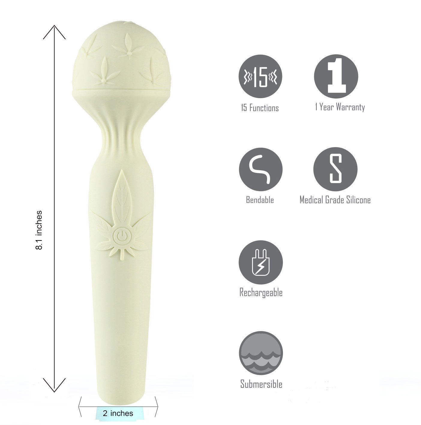 Marlie 15-Function Rechargeable Bendable Wand MTAV304-LF